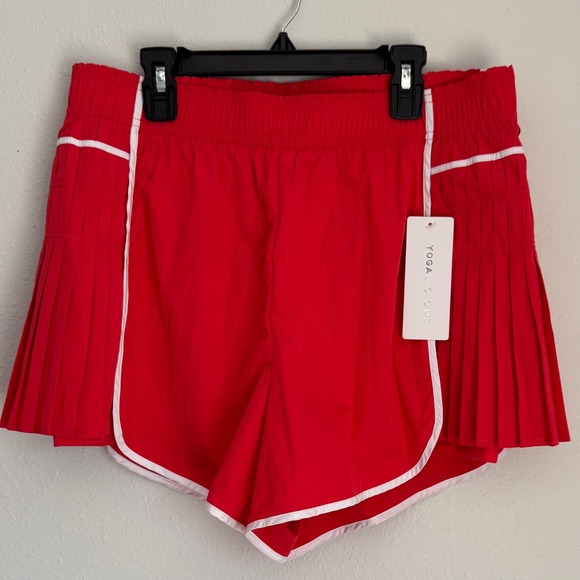 Yogalicious Radiant Courtside Chic Shorts L Hibiscus Pleated Trim Athletic - Picture 1 of 8